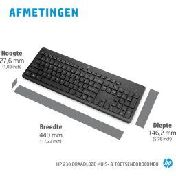 HP 230 - Draadloos Toetsenbord met Muis - Azerty - Zwart