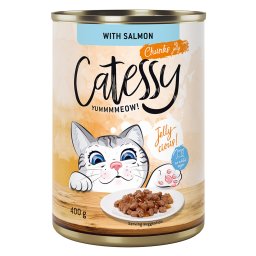 Voordeelpakket Catessy Hapjes in Saus of Gelei 24 x 400 g Kattenvoer - met Zalm in Gelei