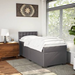 vidaXL Boxspring met matras kunstleer grijs 100x200 cm