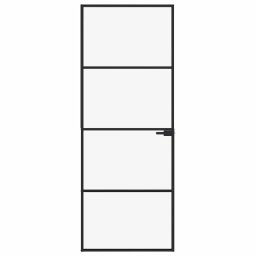 vidaXL Binnendeur 76x201,5 cm gehard glas en aluminium smal zwart