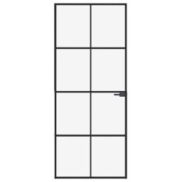 vidaXL Binnendeur 83x201,5 cm gehard glas en aluminium smal zwart