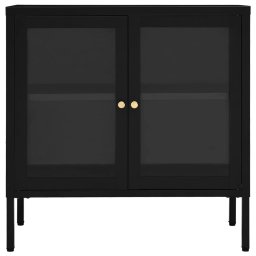 vidaXL Dressoir 70x35x70 cm staal en glas zwart