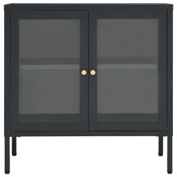 vidaXL Dressoir 70x35x70 cm staal en glas antracietkleurig