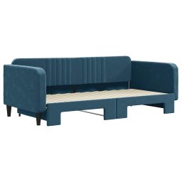 vidaXL Slaapbank met onderschuifbed 100x200 cm fluweel blauw