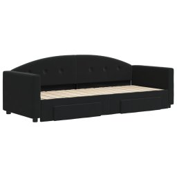 vidaXL Slaapbank met onderschuifbed en lades 80x200 cm fluweel zwart