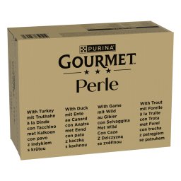 96x85g Forel, Kalkoen, Eend, Wild in Gelei Gourmet Perle Kattenvoer