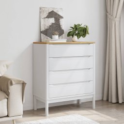 vidaXL Ladekast FLORO massief grenenhout wit