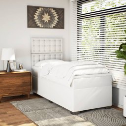 vidaXL Boxspring met matras kunstleer wit 100x200 cm