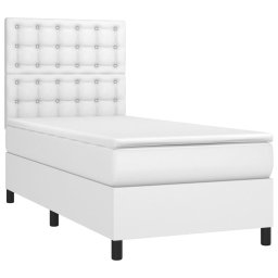 vidaXL Boxspring met matras kunstleer wit 100x200 cm