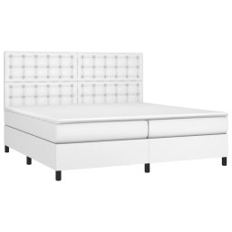 vidaXL Boxspring met matras kunstleer wit 200x200 cm