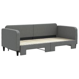 vidaXL Slaapbank met onderschuifbed 90x200 cm stof donkergrijs