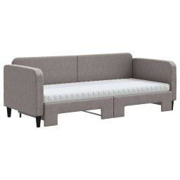 vidaXL Slaapbank met onderschuifbed en matrassen 80x200 cm stof taupe