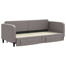 vidaXL Slaapbank met onderschuifbed en lades 80x200 cm stof taupe