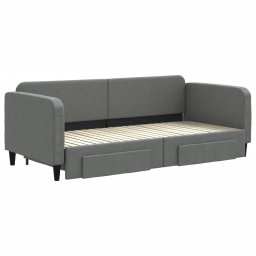 vidaXL Slaapbank onderschuifbed en lades 90x200 cm stof donkergrijs