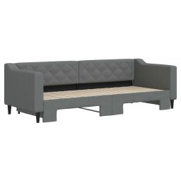 vidaXL Slaapbank met onderschuifbed 80x200 cm stof donkergrijs