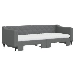 vidaXL Slaapbank onderschuifbed matrassen 80x200 cm stof donkergrijs