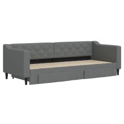 vidaXL Slaapbank onderschuifbed en lades 80x200 cm stof donkergrijs