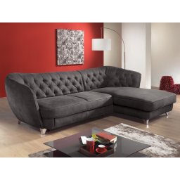 Converteerbare hoekbank RETROPICO met longchair rechts stof antraciet