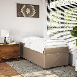 vidaXL Boxspring met matras kunstleer cappuccinokleurig 90x190 cm