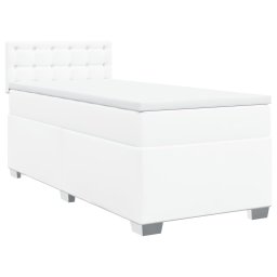 vidaXL Boxspring met matras kunstleer wit 90x190 cm