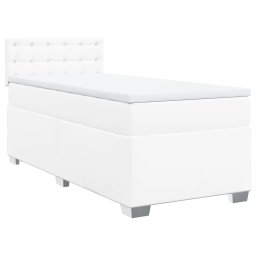 vidaXL Boxspring met matras kunstleer wit 90x200 cm