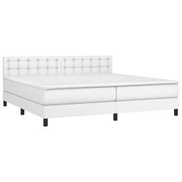 vidaXL Boxspring met matras en LED kunstleer wit 200x200 cm