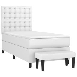 vidaXL Boxspring met matras kunstleer wit 100x200 cm
