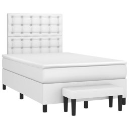 vidaXL Boxspring met matras kunstleer wit 120x200 cm