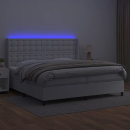 vidaXL Boxspring met matras en LED kunstleer wit 200x200 cm