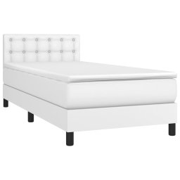 vidaXL Boxspring met matras kunstleer wit 90x200 cm