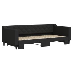vidaXL Slaapbank met onderschuifbed 90x200 cm stof zwart