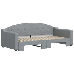 vidaXL Slaapbank met onderschuifbed 90x190 cm stof lichtgrijs