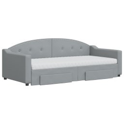 vidaXL Slaapbank met onderschuifbed en lades 90x190 cm stof lichtgrijs