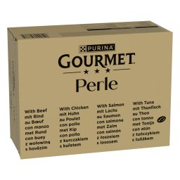 96 x 85 g Rundvlees, Kip, Zalm, Tonijn in Saus Gourmet Perle Kattenvoer