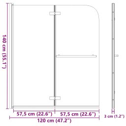 vidaXL Douchewand inklapbaar 2 panelen 120x140 cm ESG