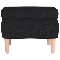 vidaXL Kruk met houten poten stof zwart