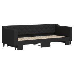 vidaXL Slaapbank met onderschuifbed 80x200 cm stof zwart