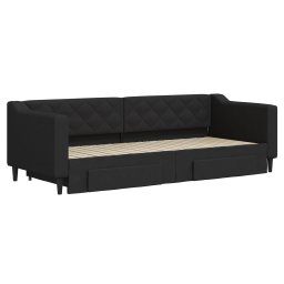 vidaXL Slaapbank met onderschuifbed en lades 80x200 cm stof zwart