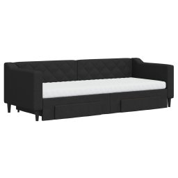 vidaXL Slaapbank met onderschuifbed en lades 80x200 cm stof zwart