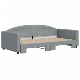 vidaXL Slaapbank met onderschuifbed 100x200 cm stof lichtgrijs