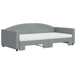 vidaXL Slaapbank onderschuifbed matrassen 100x200 cm stof lichtgrijs