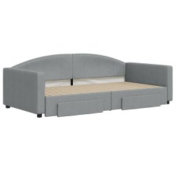 vidaXL Slaapbank onderschuifbed en lades 100x200 cm stof lichtgrijs
