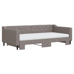 vidaXL Slaapbank met onderschuifbed en matrassen 100x200 cm stof taupe