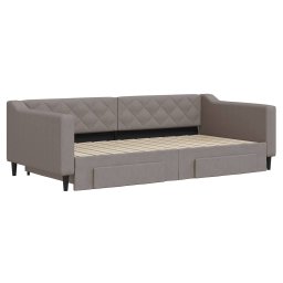 vidaXL Slaapbank met onderschuifbed en lades 100x200 cm stof taupe