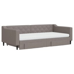 vidaXL Slaapbank met onderschuifbed en lades 100x200 cm stof taupe