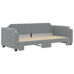 vidaXL Slaapbank met onderschuifbed 80x200 cm stof lichtgrijs
