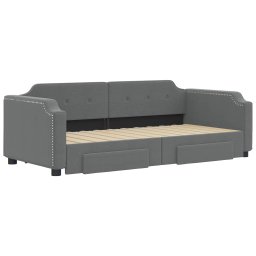vidaXL Slaapbank onderschuifbed en lades 100x200 cm stof donkergrijs