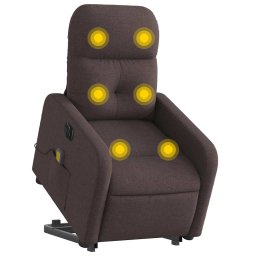 vidaXL Sta-op-massagestoel elektrisch verstelbaar stof donkerbruin