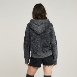 Washed Embossed Oversized Hoodie - Zwart - Dames