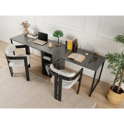 Bureau 2 personen TWINNA 240 cm antraciet/zwart